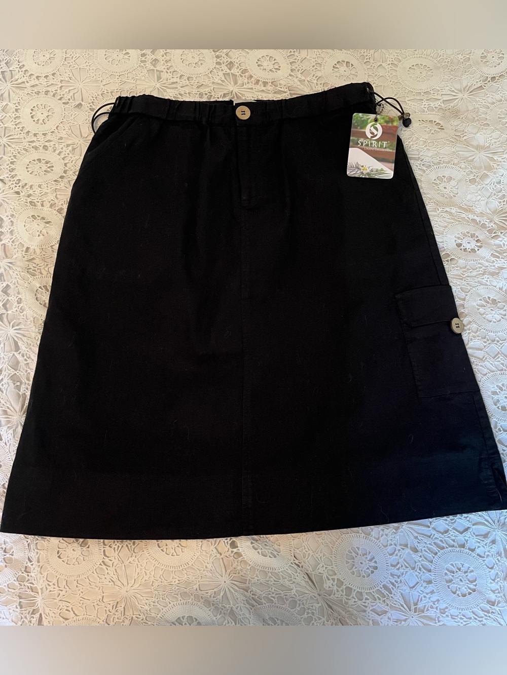 NWT - Spirit Black Linen Cargo Styled Skirt - Size Small